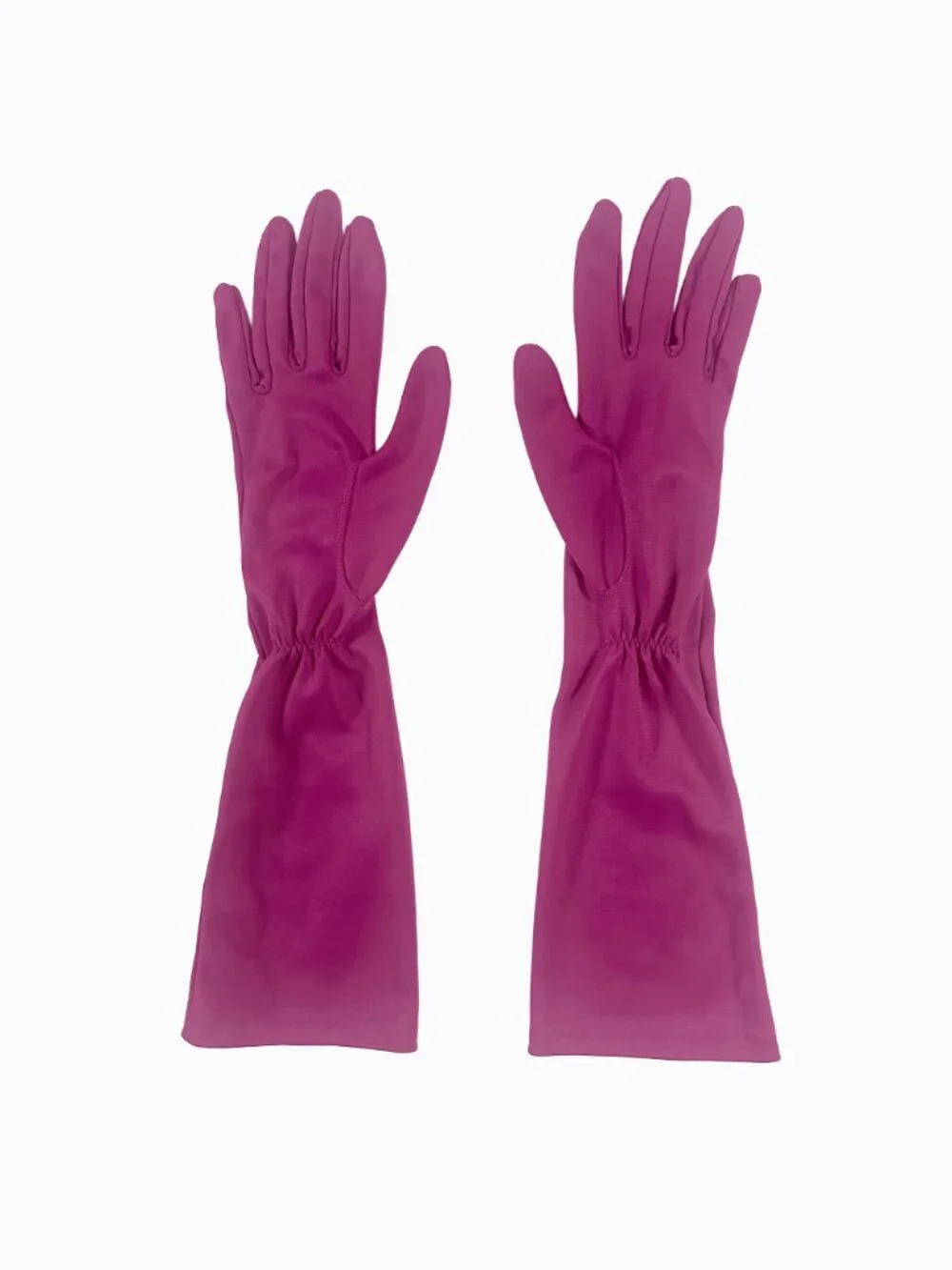 Vtg 60s Magenta Pink Nylon Opera Gloves 6.5 Small Formal Evening Made USA Retro